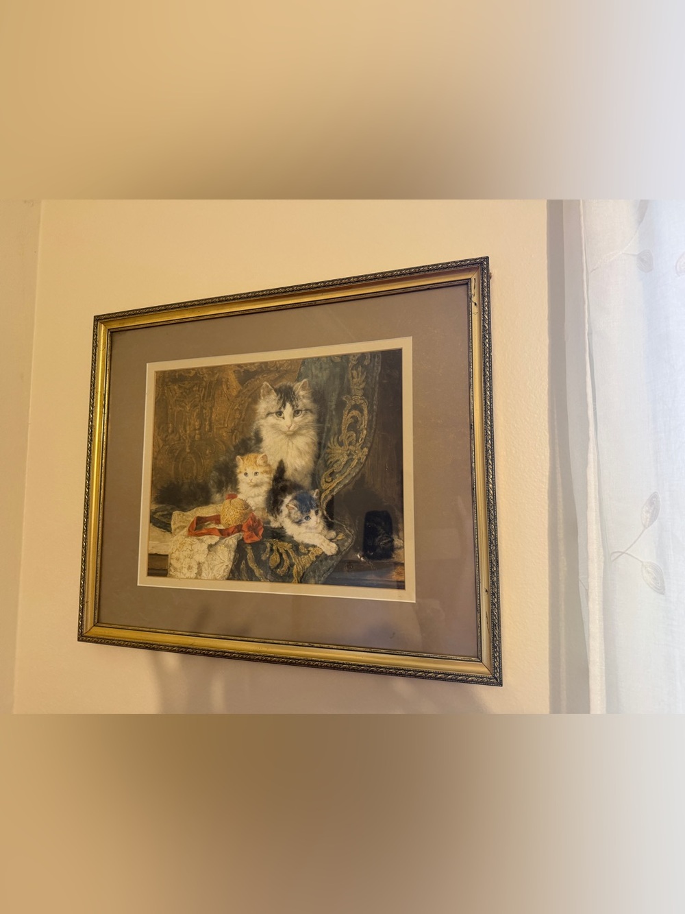 jcpenney Gold-Framed Mother Cat and Kittens Art Print